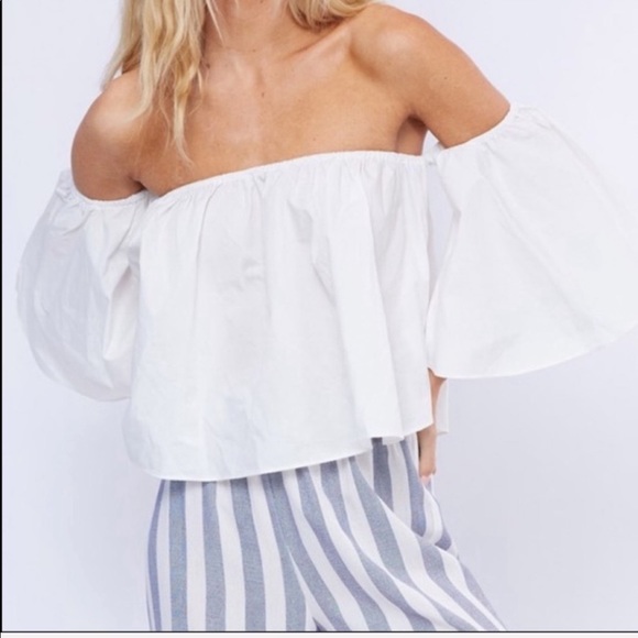 White Off the Shoulder Crop Top